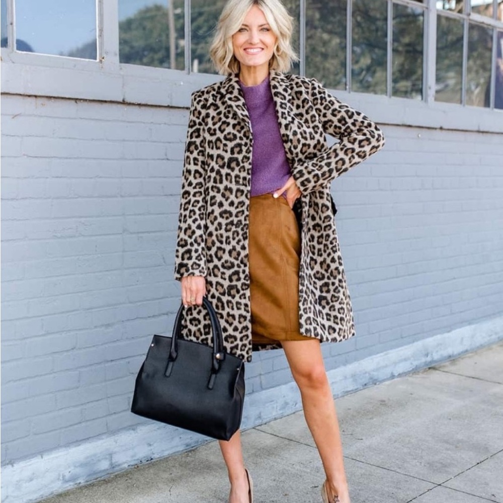 Ann Taylor Leopard Print Coat Medium Petite